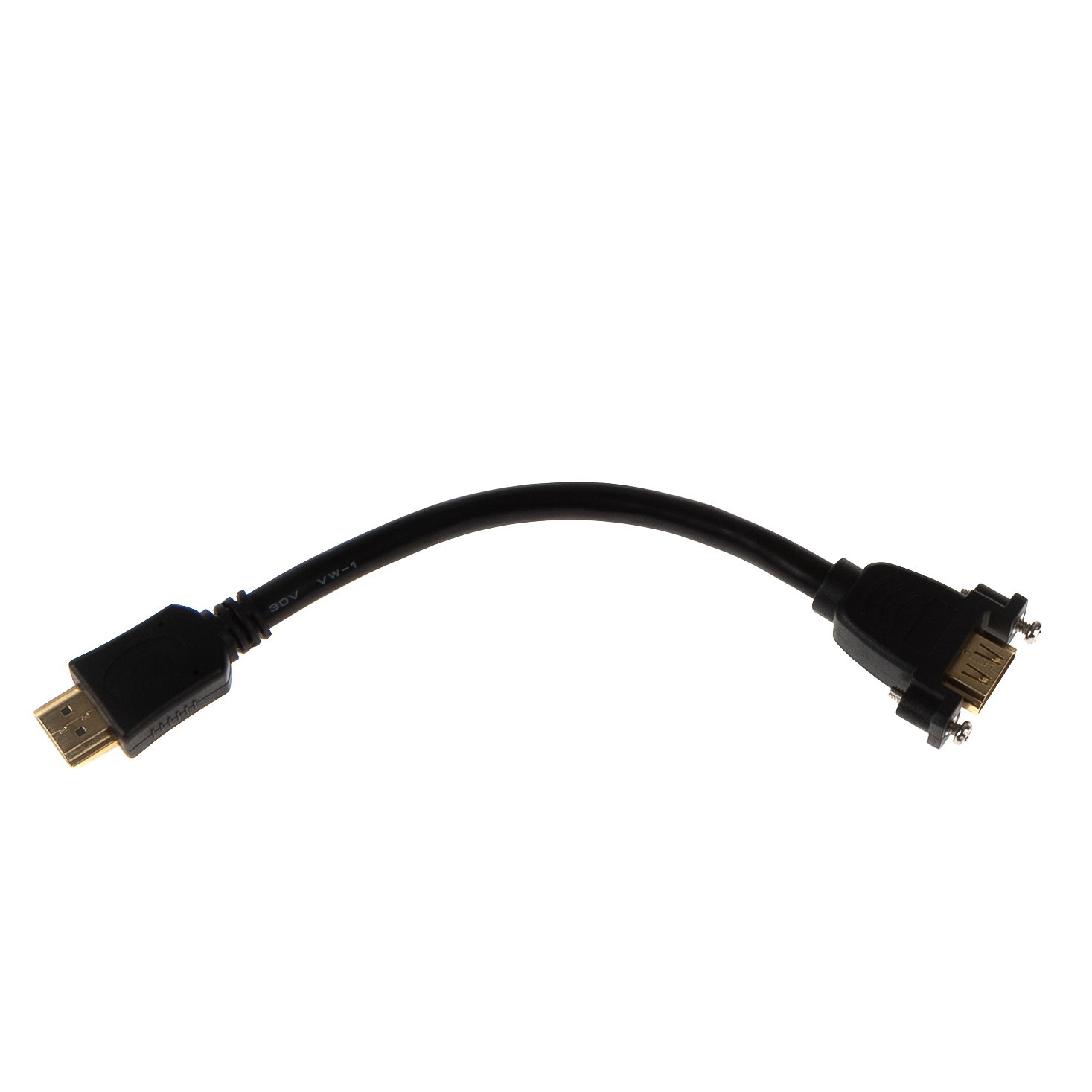 Câble HDMI pour montage sur panneau, A femelle vissable vers A mâle, 4K2K, 20cm