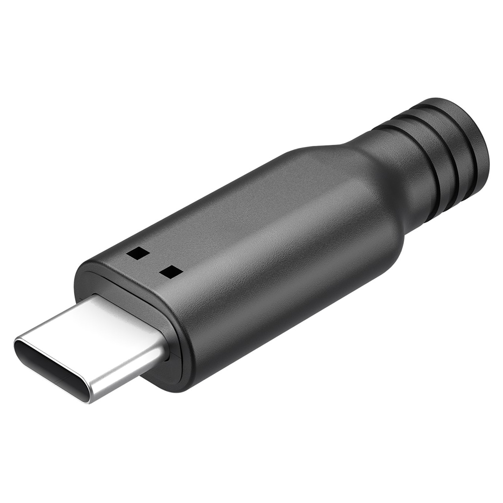 Fiche USB 2.0 C mâle à souder avec capot, noir