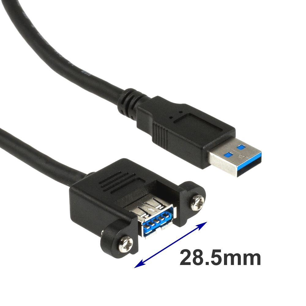 Câble USB 3.0 à visser RALLONGE DE MONTAGE Af/Am 180cm (distance vis 28.5mm)