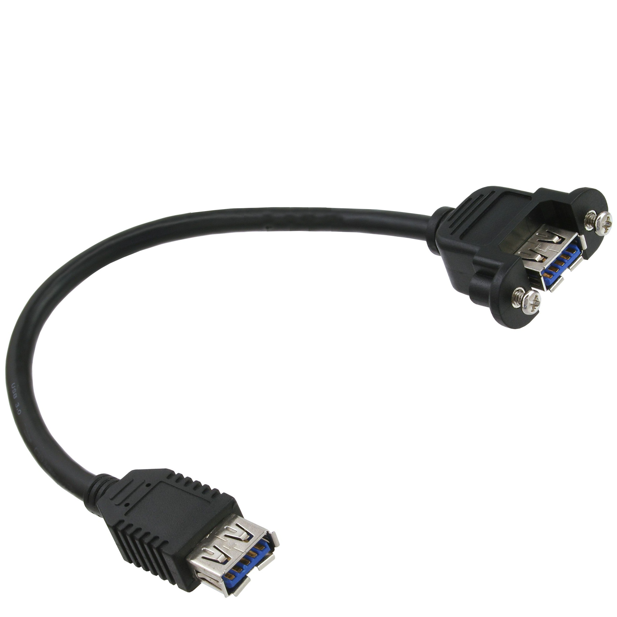 Câble USB 3.0 pour montage sur panneau, A femelle (avec vis) vers A femelle, UL, 25cm