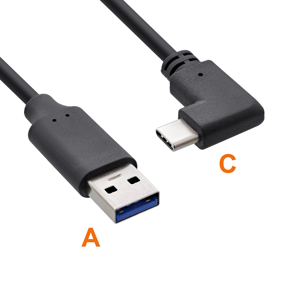 Câble USB Type-C™ mâle coudé à 90° vers USB 3.0 A mâle 50cm