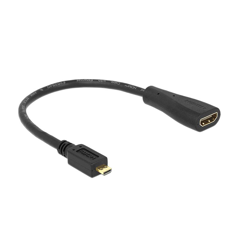 Adaptateur HDMI micro mâle (D) vers HDMI femelle (A) 20cm
