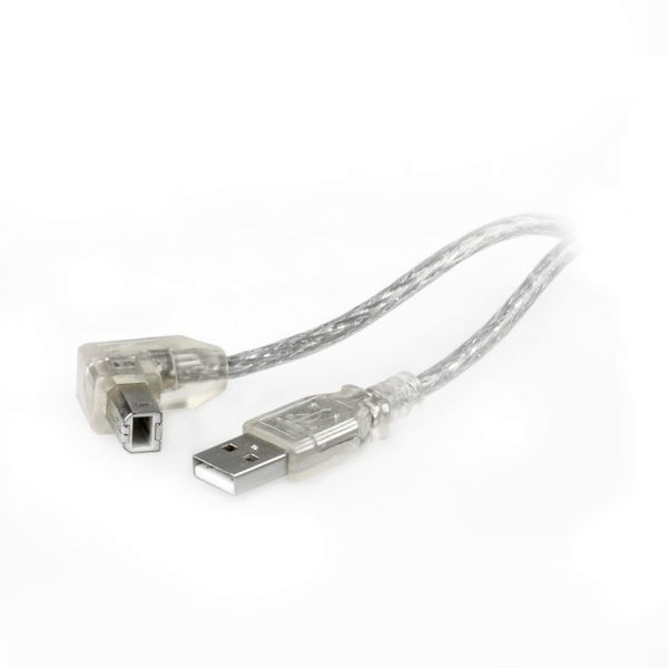 Câble USB AB - B coudé 90 VERS LE BAS 1m ARGENT