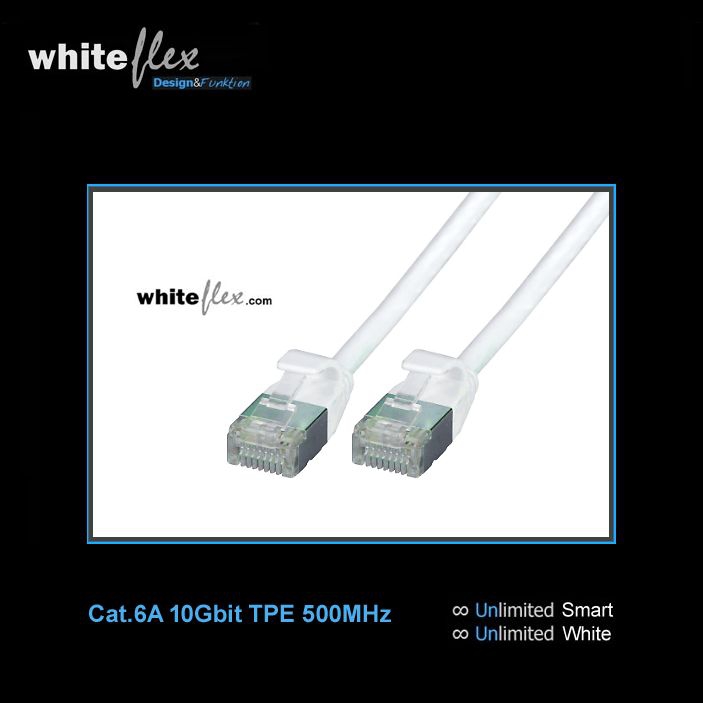 WHITEFLEX câble réseau Cat.6A TPE blanc + flexible 2m