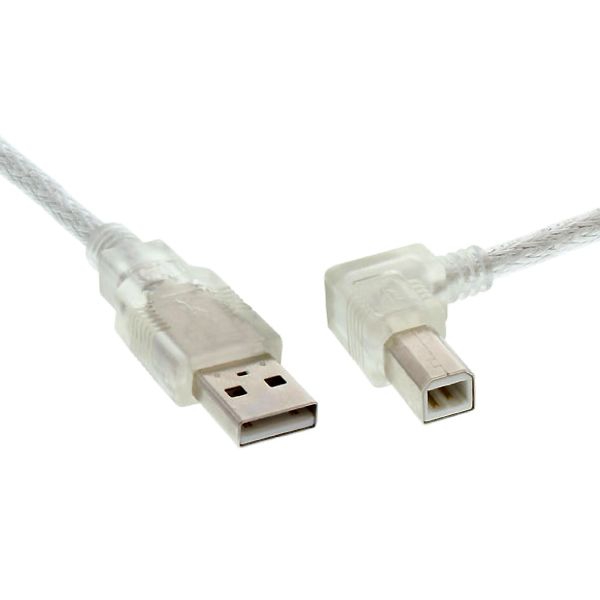 Câble USB avec fiche B coudée 90° À GAUCHE 50cm