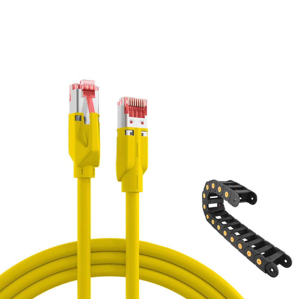 Câble de réseau Cat.5e pour l'industrie + chaînes porte-câbles, PUR, 1m