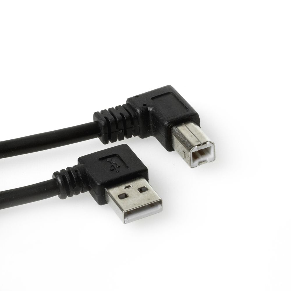 Câble USB 2.0 AB, fiche A coudé à DROITE, fiche B à DROITE, 50cm