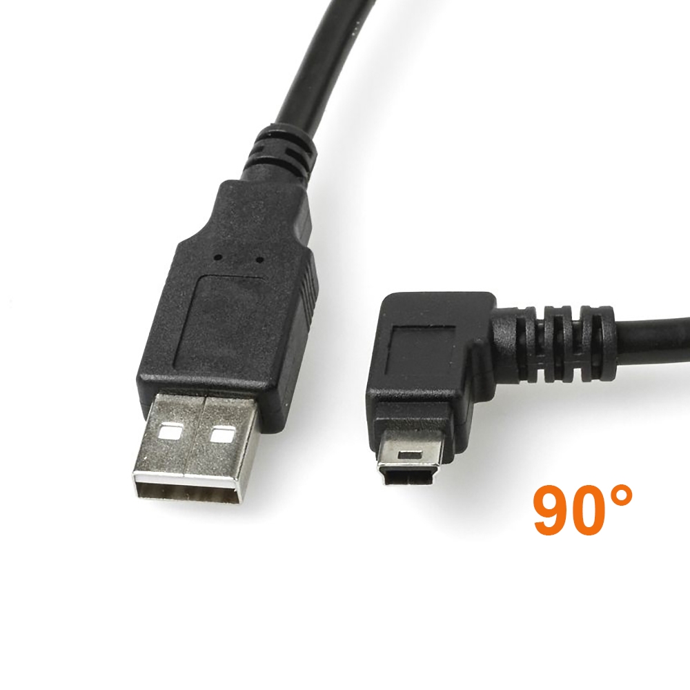 Câble USB 2.0 avec Mini B coudé À DROITE, matériau de câble UL, 30cm