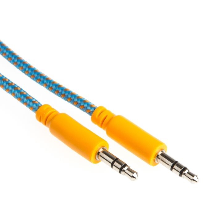 Câble audio avec revêtement textile orange bleu 2x 3.5mm audio jack 1m