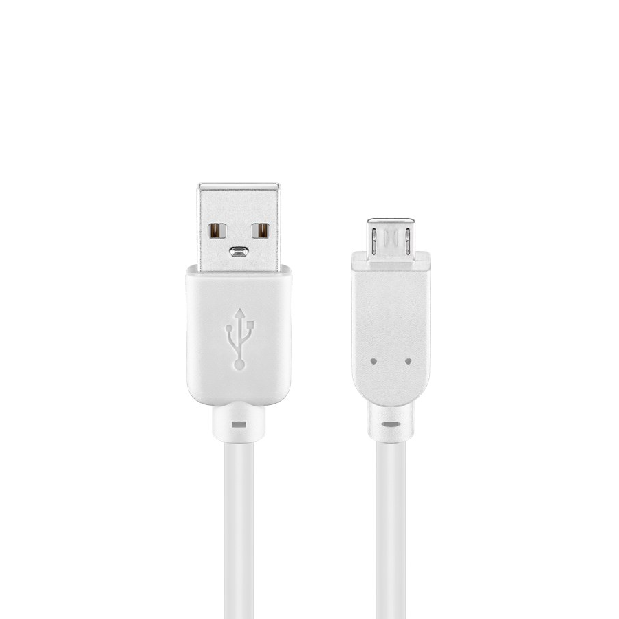 Câble USB 2.0 prise A vers MICRO-B blanc 60cm