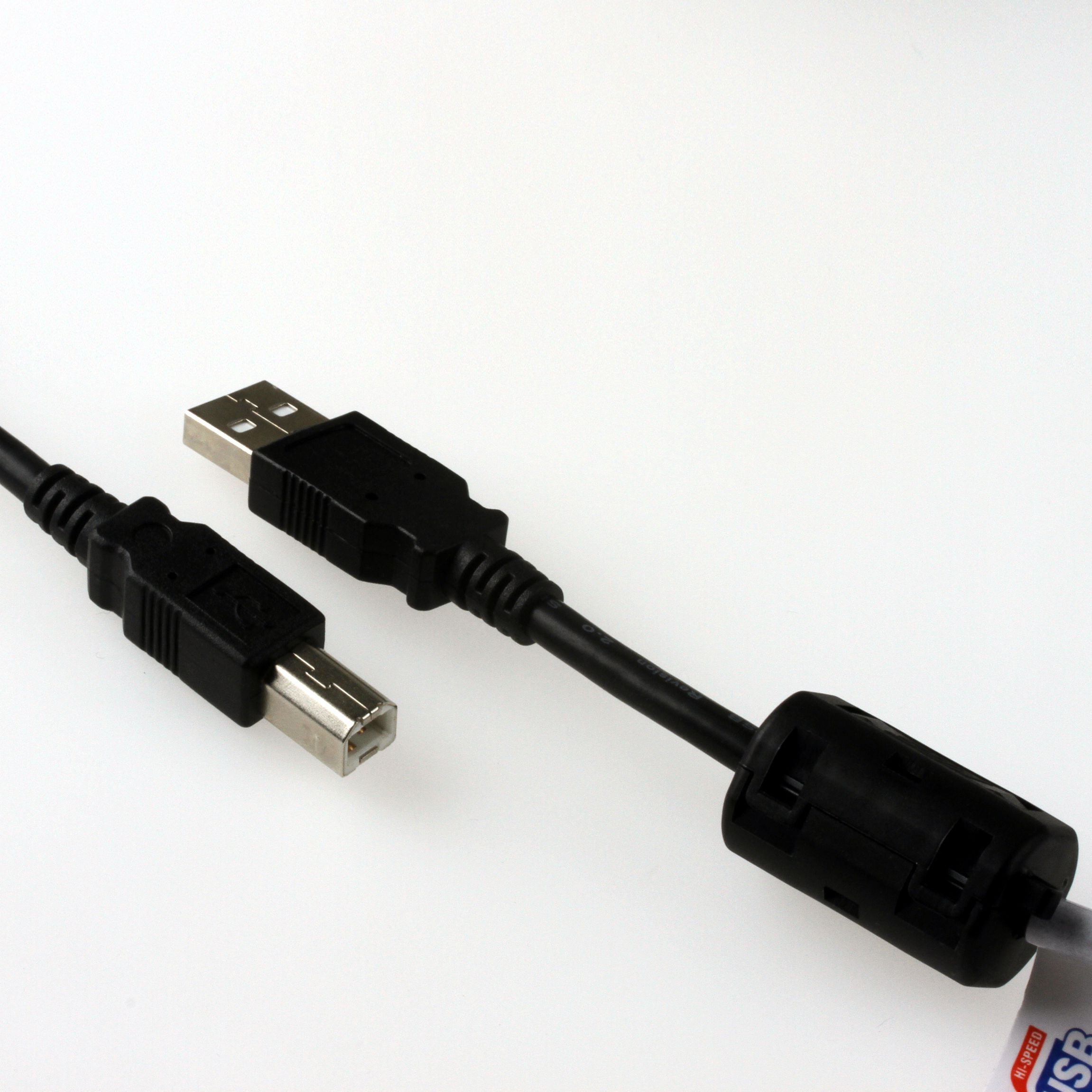 Câble USB 2.0 avec des lignes de 5V épaisses, PREMIUM+ avec noyau de ferrite, 5m