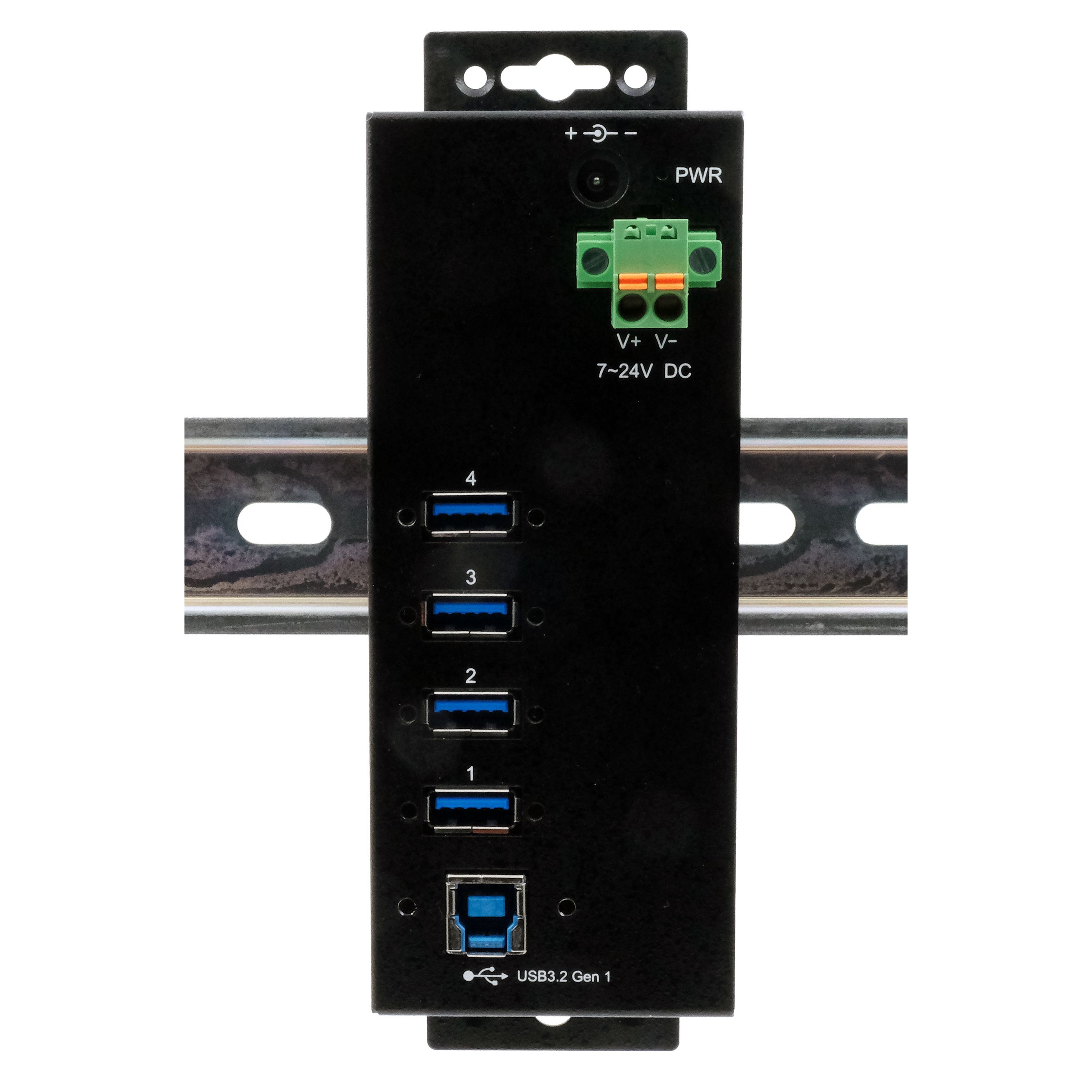 USB 3.0 HUB avec 4 ports, version DIN RAIL, boîtier métallique, EX-1186HMVS-2