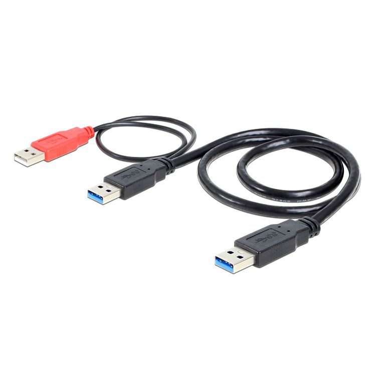 Câble USB 3.0 dual power: 2x A mâle vers A mâle 50cm