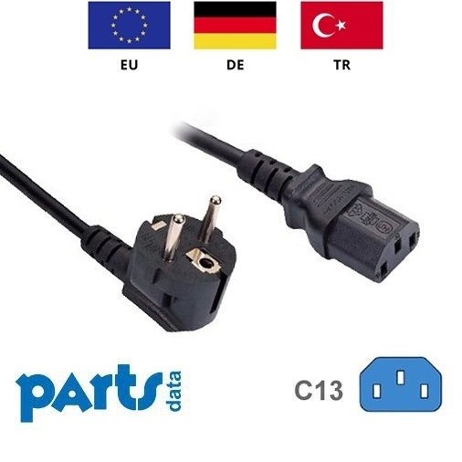 Câble d'alimentation secteur type EUROPE CEE 7/7 E+F 90° coudé vers C13 50cm