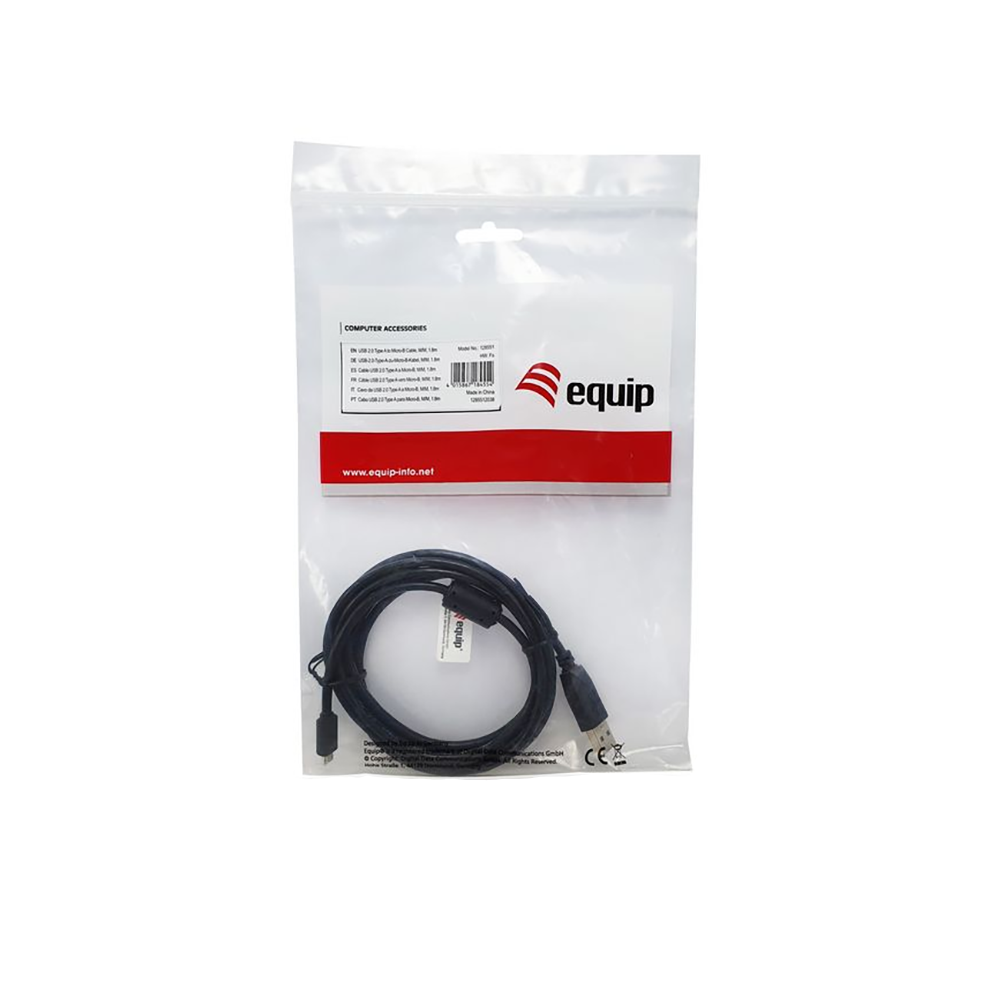 Câble USB 2.0 Micro B avec un noyau en ferrite, 1.8m