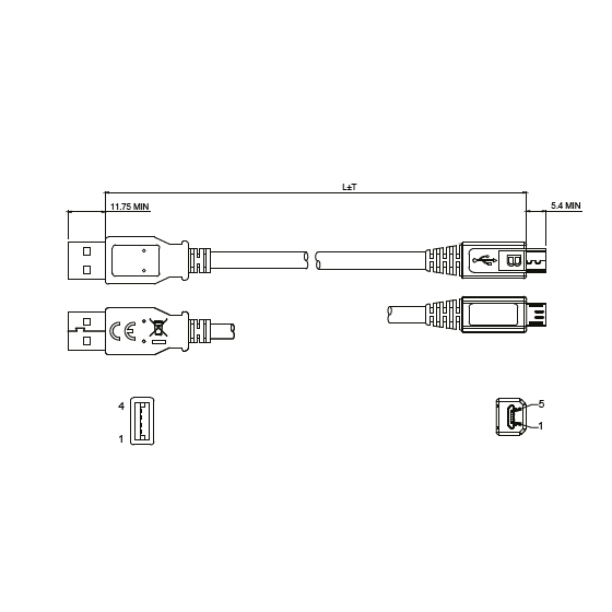 Câble MICRO USB 2.0, connecteur USB A vers Micro B, 30cm