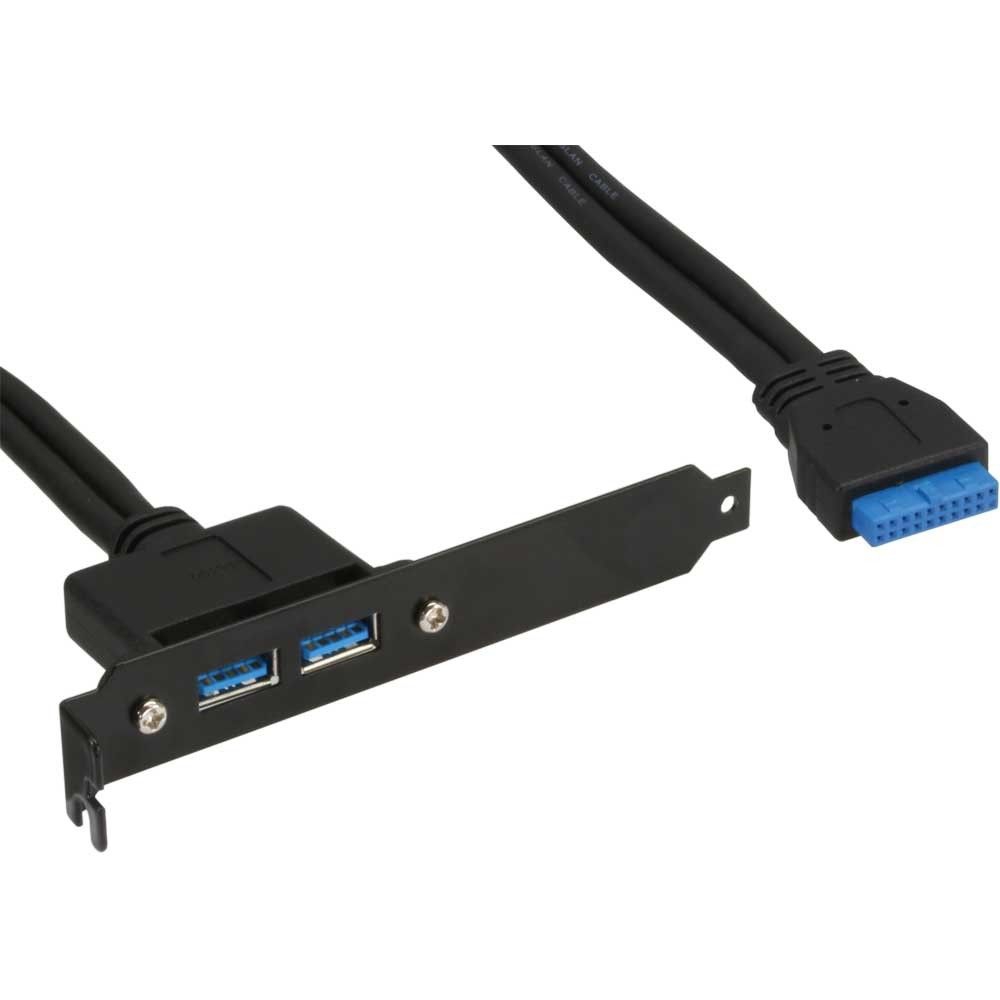 Slot Bracket 2x USB 3.0 A female to internal mainboard plug 0.5m