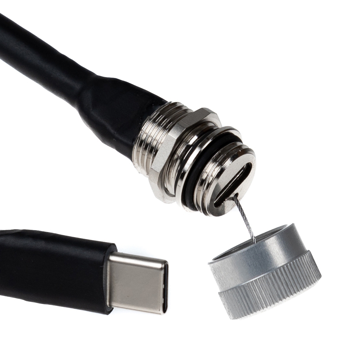 Câble USB Type-C™ pour montage sur panneau 1m, M12, C femelle/mâle, IP67