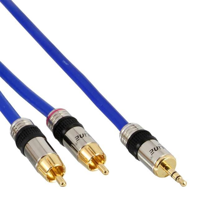 Câble audio 1x 3.5mm mâle vers 2x RCA mâle qualité PREMIUM 1m