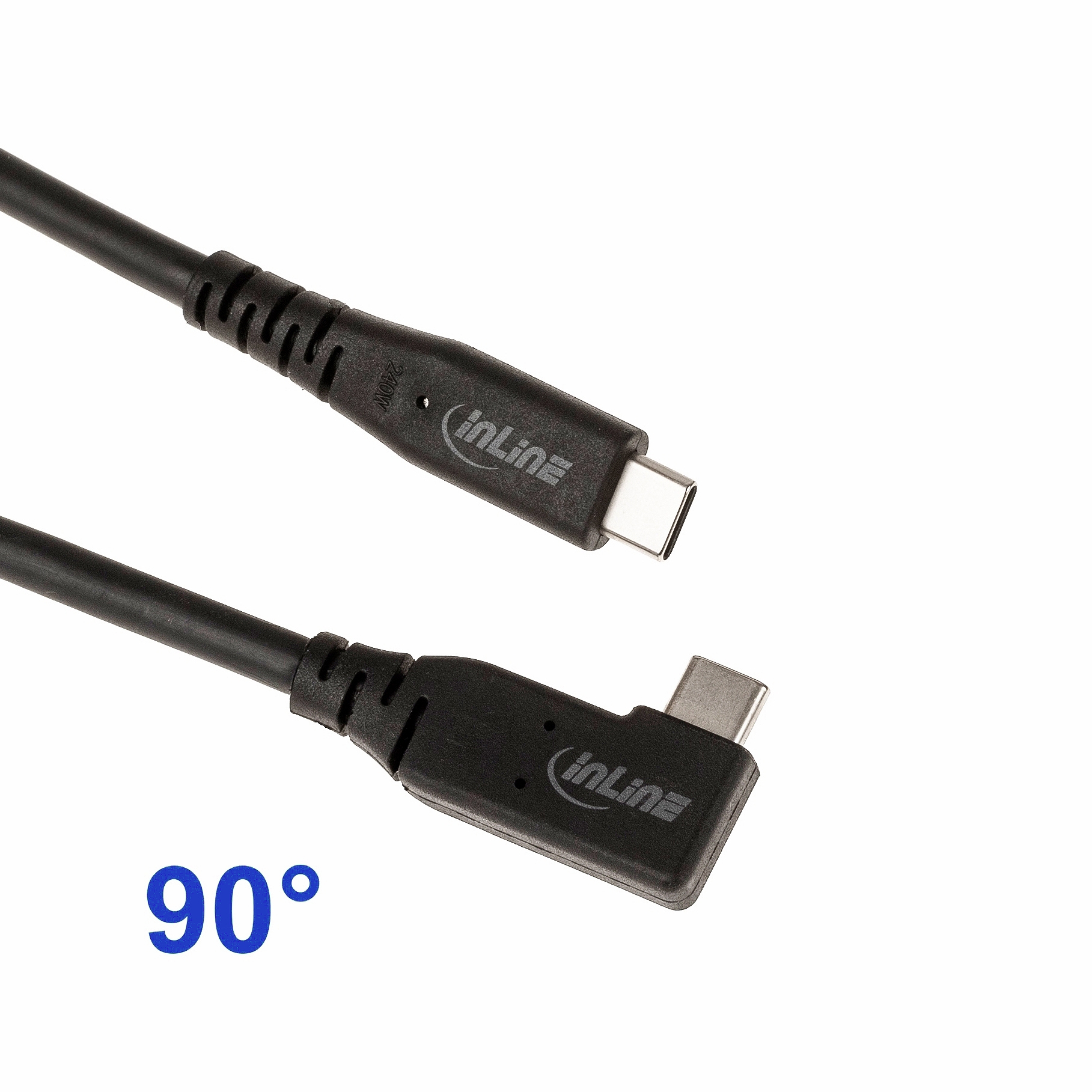 Câble USB 4.0, 2x Type-C™ mâle, 1x coudé, 40 Gbps, 240 watts, 8K, TPE, 1m