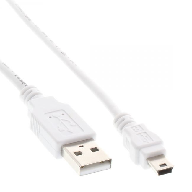 Câble USB A mâle vers Mini B mâle BLANC 50cm