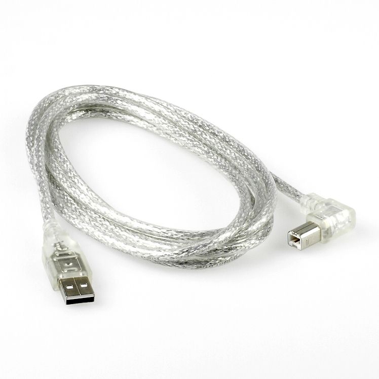 Câble USB prise A vers B coudé 90 À DROITE 2m argent