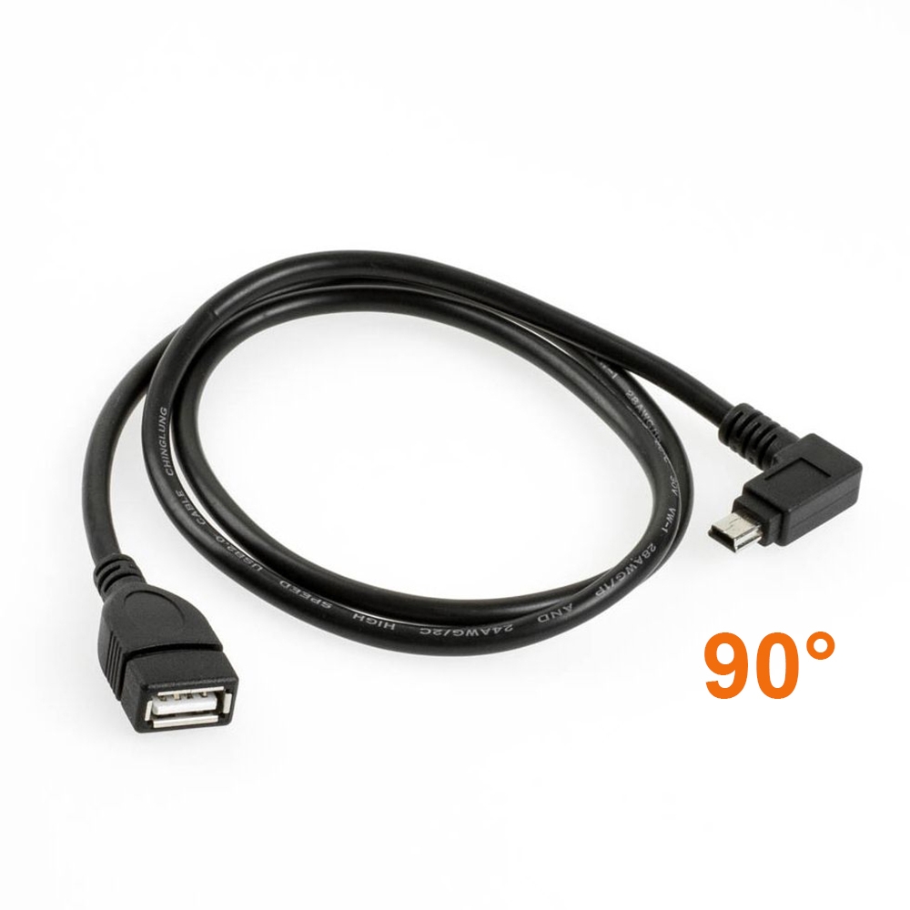 Rallonge USB 2.0 Mini-B mâle COUDE DROITE vers A femelle, 80cm