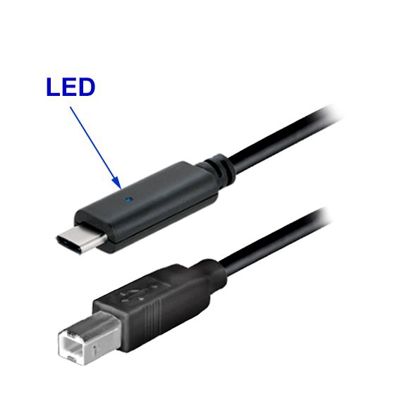 Câble USB Type-C™ mâle avec LED vers B mâle 1m Câble USB Type-C™ mâle avec LED vers B mâle 1m