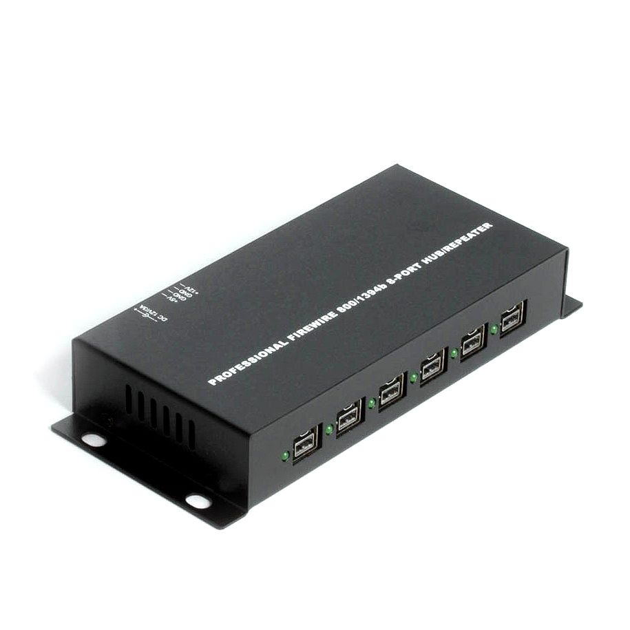 Concentrateur FireWire 800 HUB 8 ports (boîtier métallique) + bloc d'alimentation