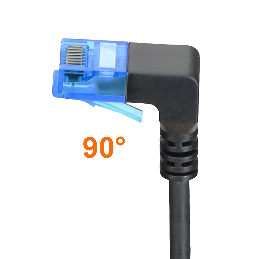 Câble réseau Cat.6A 1x RJ45 coudée VERS LE HAUT, 50cm