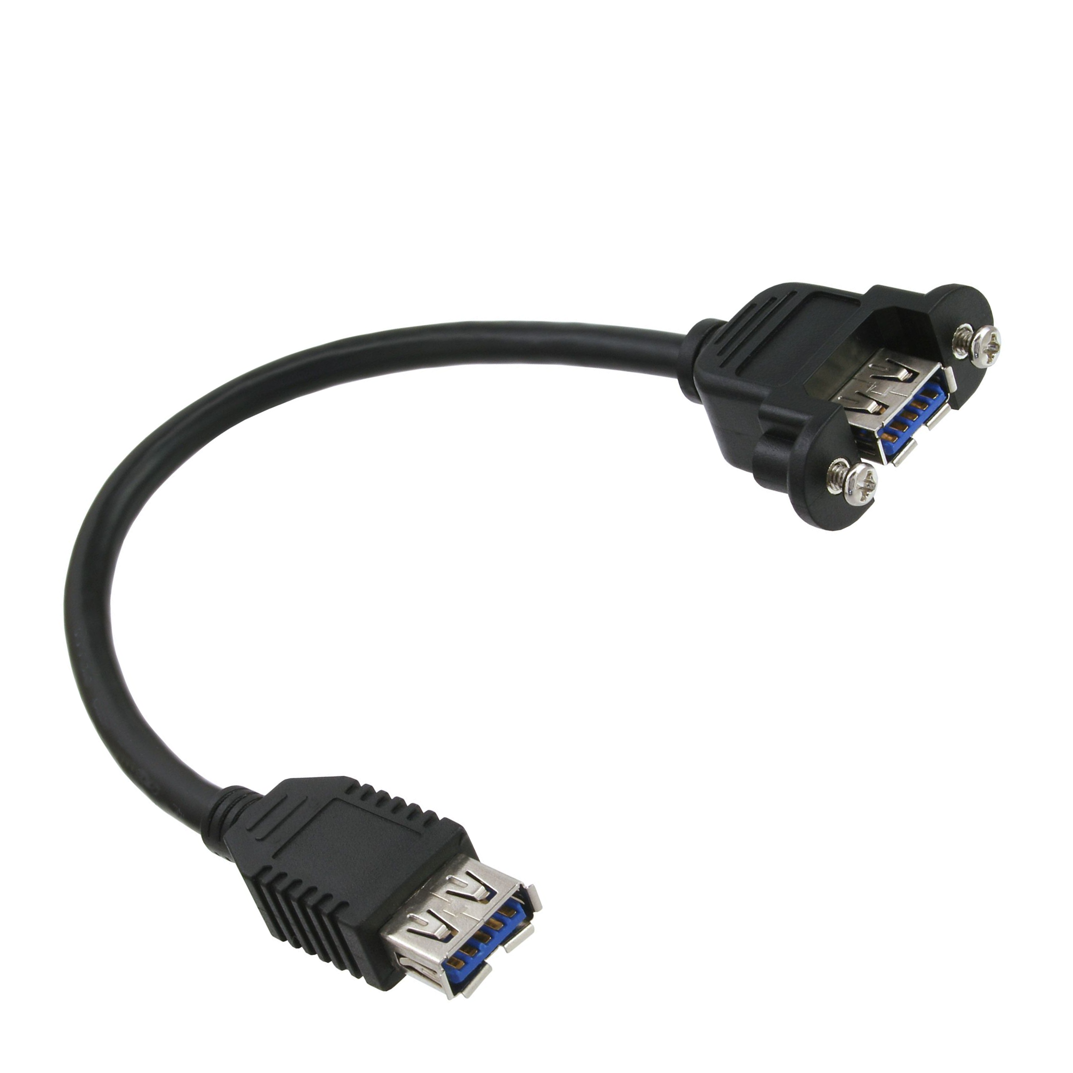 Câble USB 3.0 pour montage sur panneau, A femelle (avec vis) vers A femelle, 20cm
