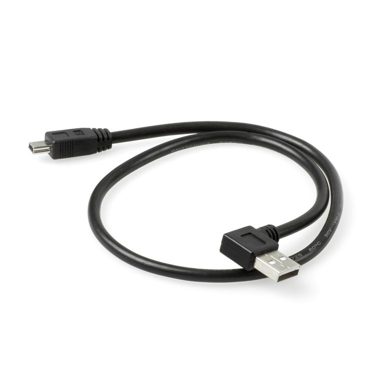 Câble USB A coudé À DROITE vers Mini B 50cm