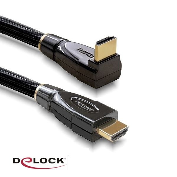 Câble HDMI High Speed avec Ethernet, qualité PREMIUM, 90° coudé, 1m