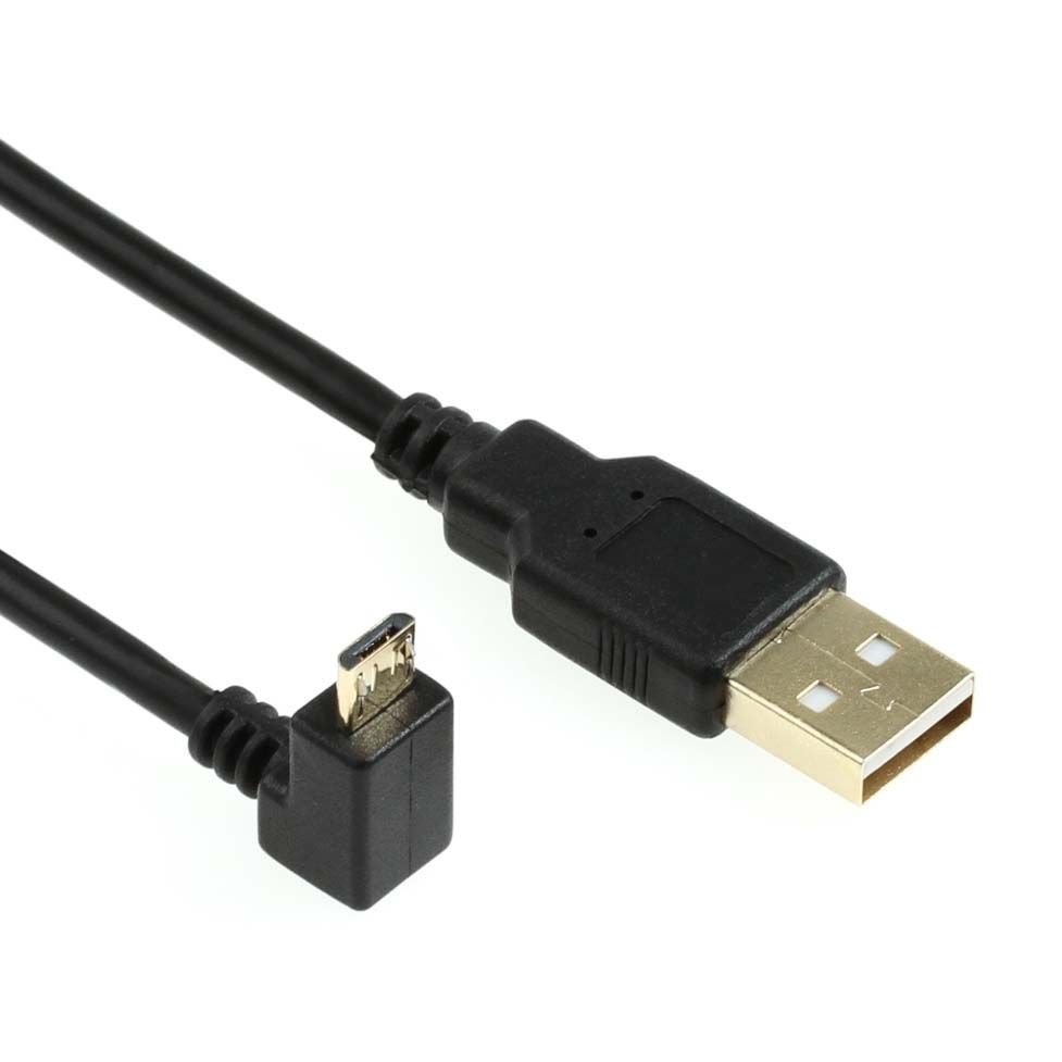 Câble MICRO USB coudé: A mâle vers Micro B 90° VERS LE HAUT