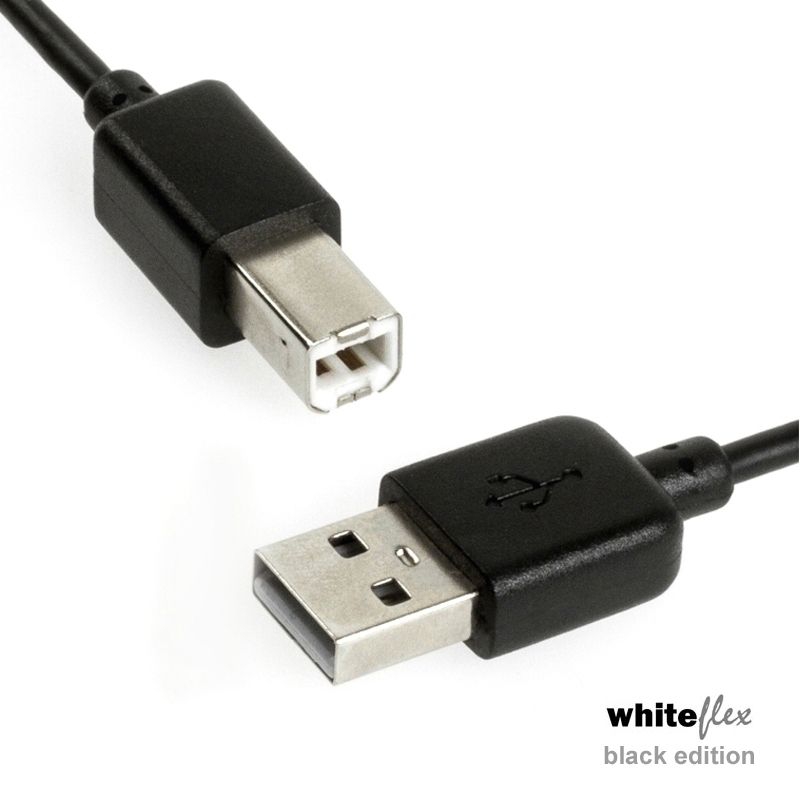 Câble USB 2.0 WHITEFLEX Black Edition flexible + noir 2m