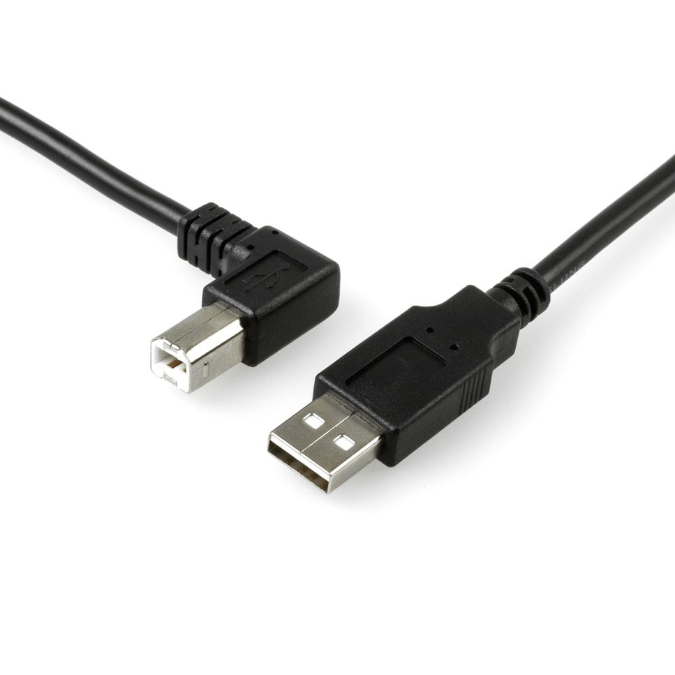 Câble USB 2.0 fiche A tout droit vers B coudée 90 À DROITE 50cm