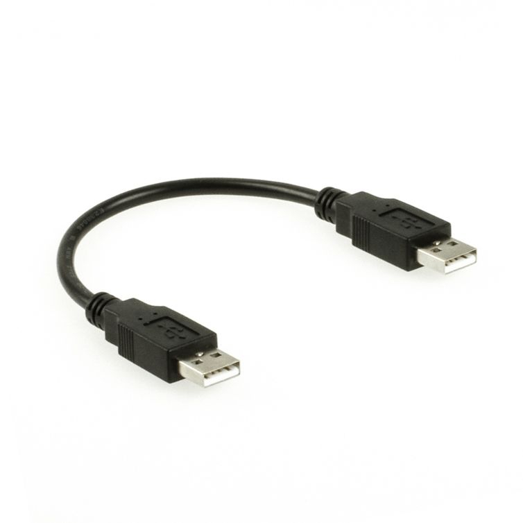 Câble USB 2.0 spécial avec 2x fiche USB A mâle 20cm NOIR
