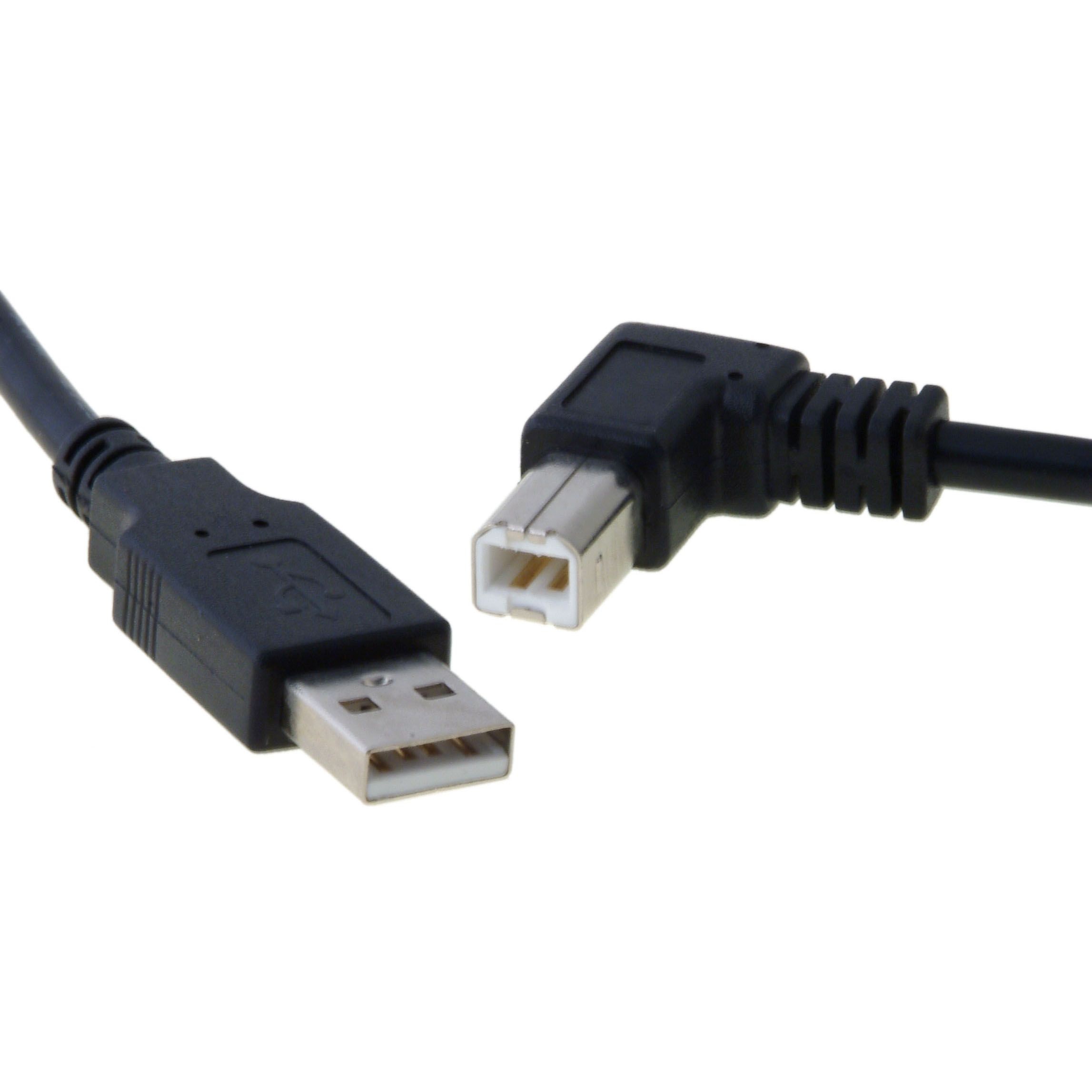 Câble USB 2.0, B coudé 90° À GAUCHE, 1m