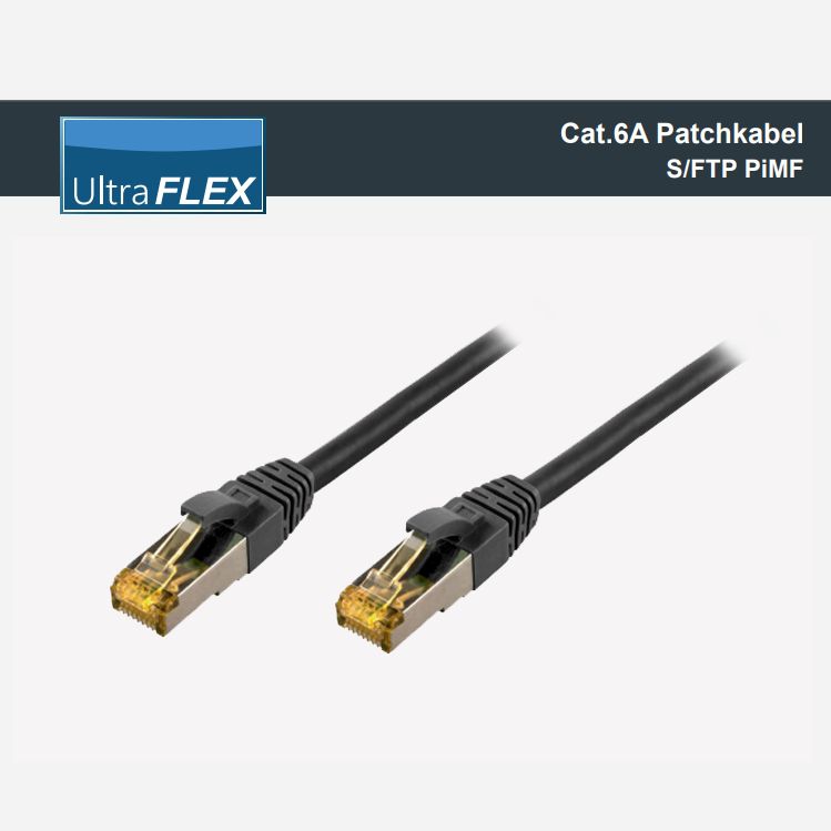 Cat.6a ULTRA FLEX câble patch LSZH S/FTP flexible noir 25cm