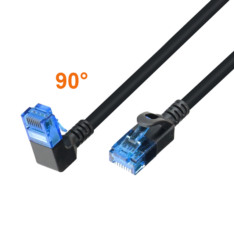 Câble réseau Cat.6A 1x RJ45 coudée VERS LE HAUT, 50cm