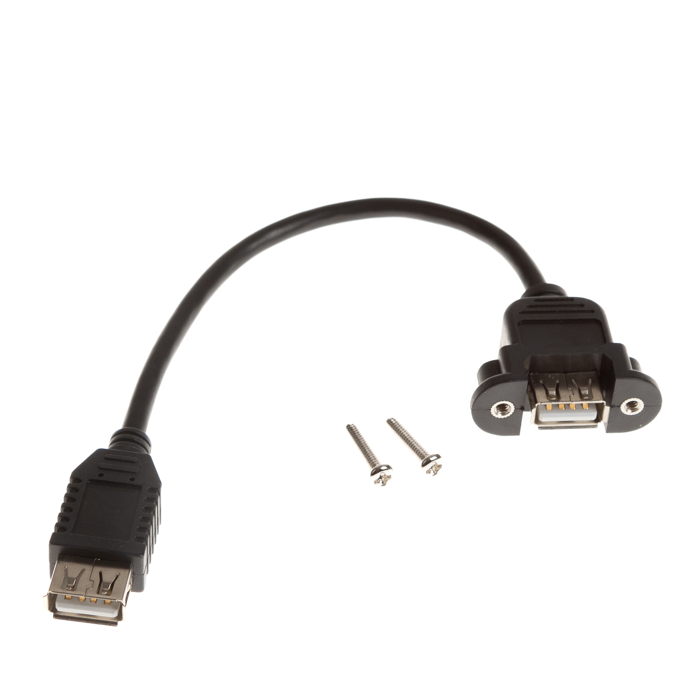 Câble USB 2.0 pour montage sur panneau, A femelle (avec vis) vers A femelle, 20cm