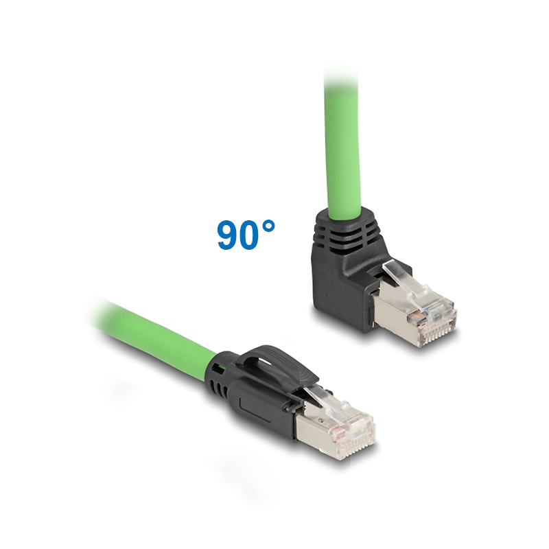 Câble réseau Cat.6A 1x RJ45 coudée VERS LE HAUT, PUR (TPU), 1m