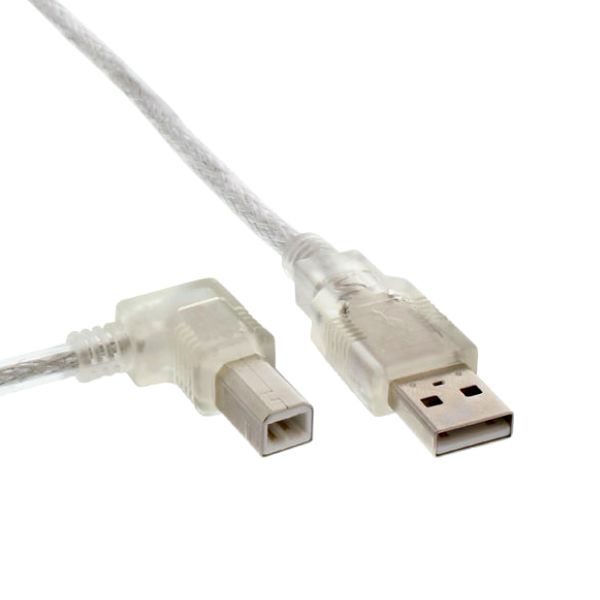 Câble USB avec fiche B coudée 90° À DROITE 50cm