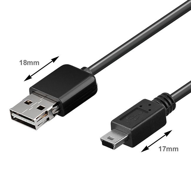 Câble USB prise A mâle vers Mini B avec de petits connecteurs 3m